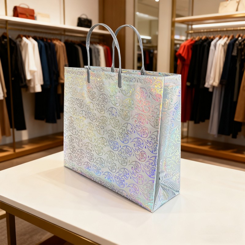 Подарочная большая сумка с блестящей пленкой