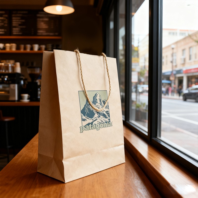 Подарочная сумка из крафт-бумаги с бумажной веревкой